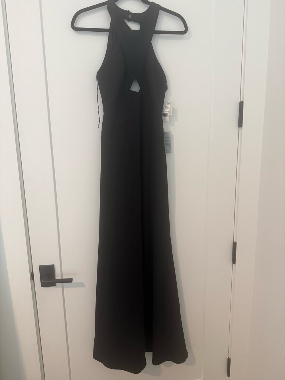 Aidan Mattox Black Halter Maxi Dress with Keyhole Detail